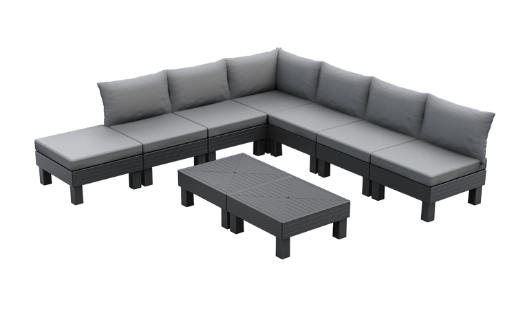 Elements 7 Seater Corner Modular Lounge Set - Graphite